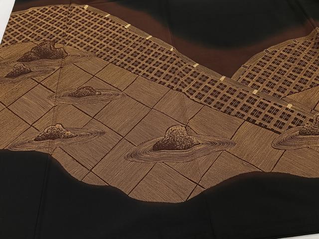 平和屋着物■豪華黒留袖　刺繍　籬降臨石文　金彩　正絹　逸品　CABF8075xi