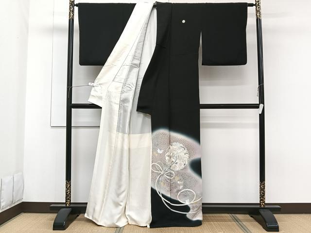 平和屋着物■豪華黒留袖　駒刺繍　正倉院鳳凰花文　暈し染め　金銀彩　正絹　逸品　CABF8076xi