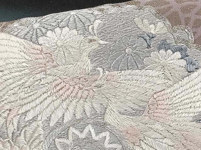 平和屋着物■豪華黒留袖　駒刺繍　正倉院鳳凰花文　暈し染め　金銀彩　正絹　逸品　CABF8076xi