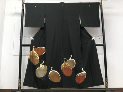 平和屋着物■豪華黒留袖 駒刺繍 群鶴 金彩 正絹 逸品 CABF8086xi