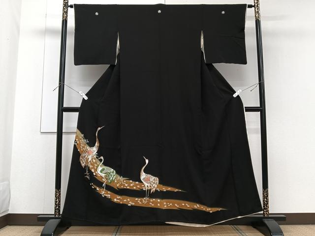 平和屋着物■豪華黒留袖 刺繍 鶴 暈し染め 金彩 正絹 逸品 CABF8092xi
