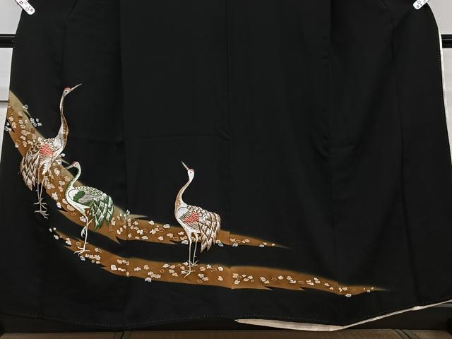 平和屋着物■豪華黒留袖 刺繍 鶴 暈し染め 金彩 正絹 逸品 CABF8092xi