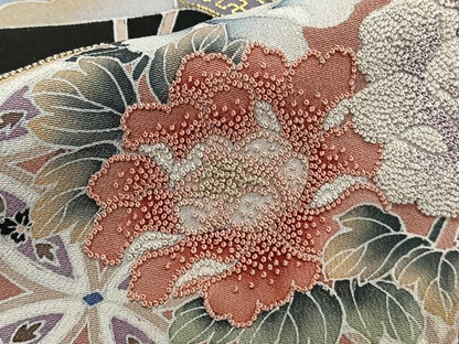 平和屋着物■豪華黒留袖 相良刺繍 花鳥文 金彩 正絹 逸品 CABF8093xi