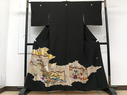 平和屋着物■豪華黒留袖 作家物 屏風人物風景文 金彩 正絹 逸品 CABF8094xi