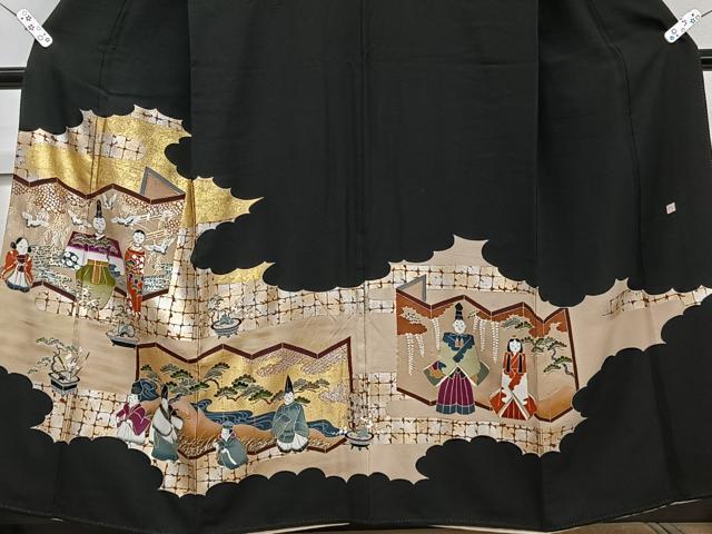 平和屋着物■豪華黒留袖 作家物 屏風人物風景文 金彩 正絹 逸品 CABF8094xi