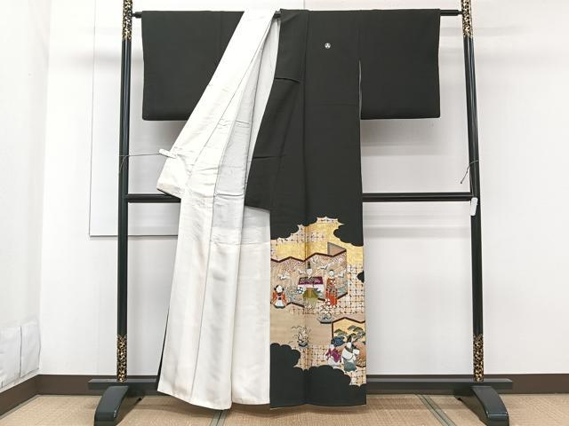 平和屋着物■豪華黒留袖 作家物 屏風人物風景文 金彩 正絹 逸品 CABF8094xi