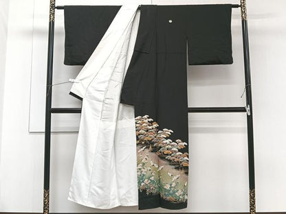 平和屋着物■豪華黒留袖 作家物 駒刺繍 飛鳥松花文 金彩 正絹 逸品 CABF8095xi
