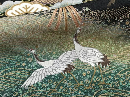 平和屋着物■豪華黒留袖 作家物 駒刺繍 飛鳥松花文 金彩 正絹 逸品 CABF8095xi