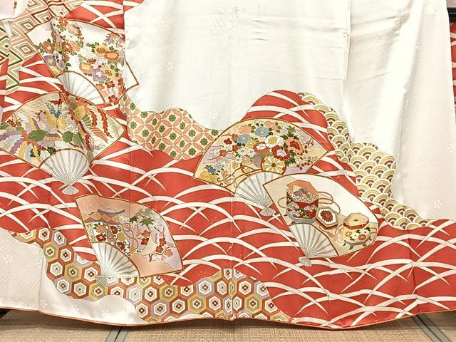 平和屋着物●豪華振袖　総絞り　貝桶花文　正絹　逸品　DABC3799az 平和屋着物○豪華振袖 総絞り 駒刺繍 草花丸文 黒地 金彩 正絹 逸品