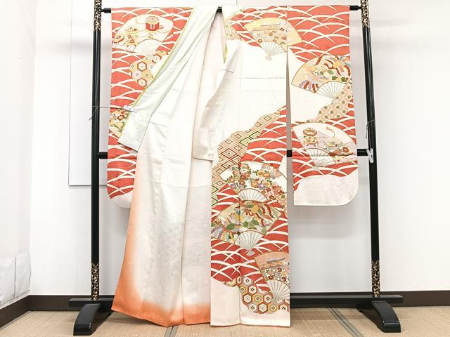 平和屋着物■豪華振袖 駒刺繍 扇鳳凰貝桶花文 金彩 正絹 逸品 CABF8101xi