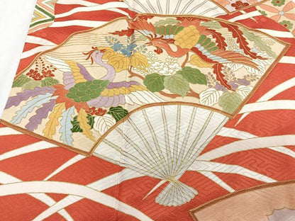 平和屋着物■豪華振袖 駒刺繍 扇鳳凰貝桶花文 金彩 正絹 逸品 CABF8101xi