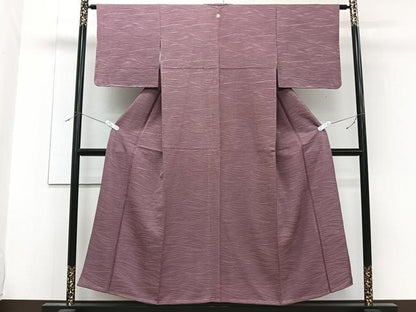 平和屋着物■上質な色無地　波地紋　葡萄鼠色　正絹　逸品　未使用　CABF8103xi