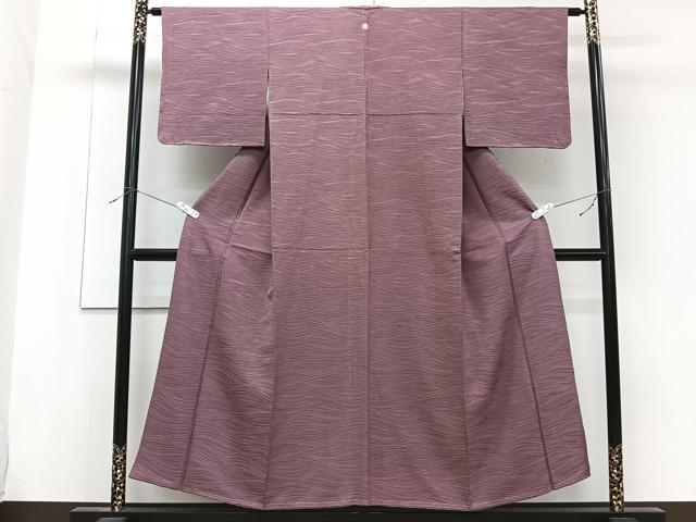平和屋着物■上質な色無地　波地紋　葡萄鼠色　正絹　逸品　未使用　CABF8103xi