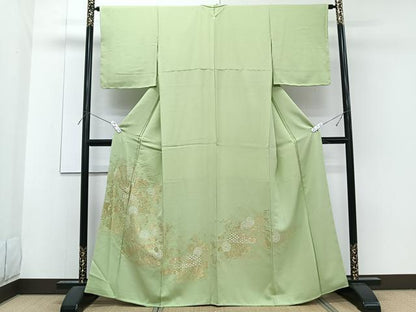 平和屋着物■豪華色留袖 草菊文 寿光織 金糸 正絹 逸品 CABF8108xi