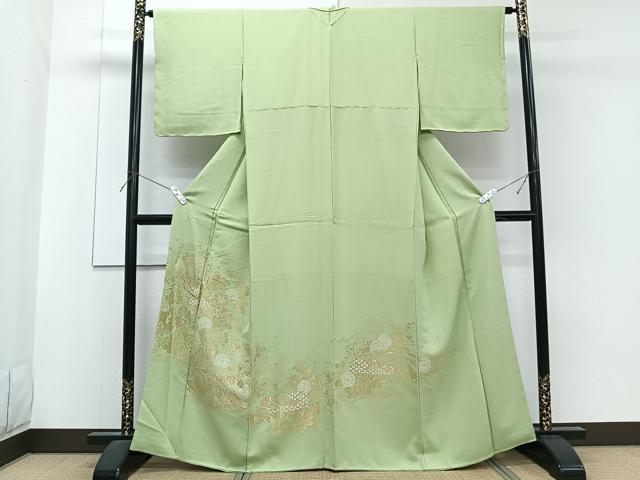 平和屋着物■豪華色留袖 草菊文 寿光織 金糸 正絹 逸品 CABF8108xi
