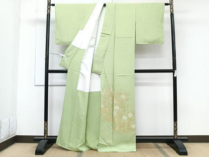 平和屋着物■豪華色留袖 草菊文 寿光織 金糸 正絹 逸品 CABF8108xi
