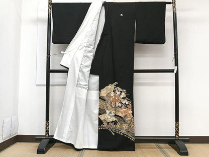 平和屋着物■豪華黒留袖　花車宝文　松竹梅　金彩　正絹　逸品　CABF8116xi