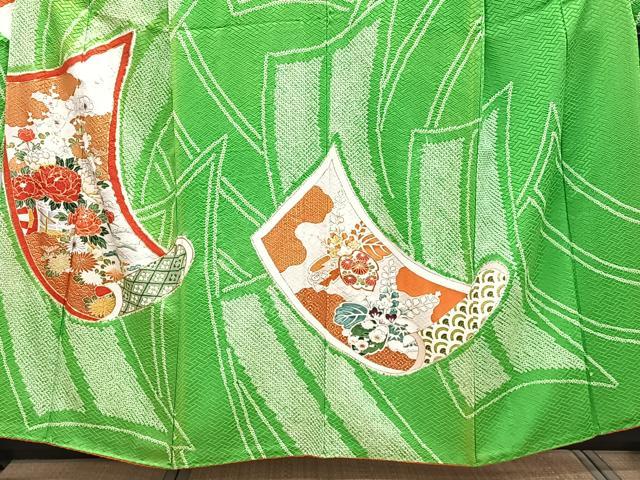 平和屋着物■豪華振袖　駒刺繍　絞り　絵巻花文　金彩　正絹　逸品　CABF8119xi