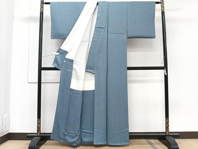 平和屋着物■上質な色無地　舞花地紋　鉄御納戸色　そごう扱い　正絹　逸品　CABF8121xi