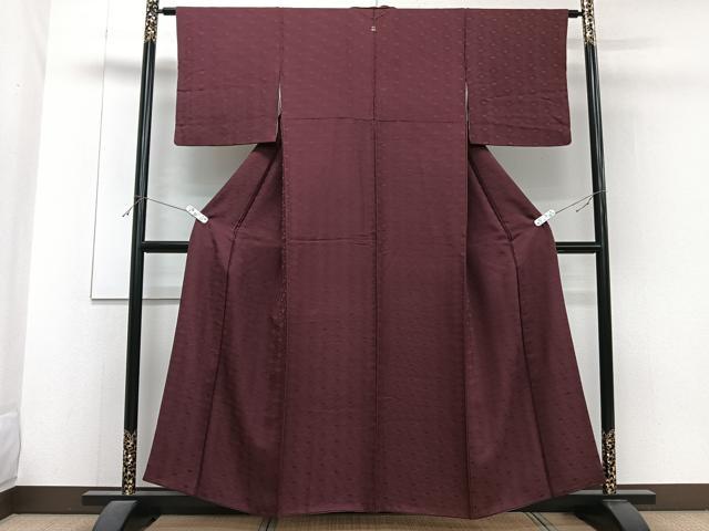 平和屋着物■上質な色無地　菱花地紋　紫鳶色　正絹　逸品　CABF8125xi