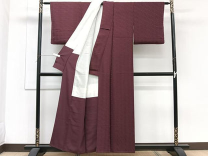 平和屋着物■上質な色無地　菱花地紋　紫鳶色　正絹　逸品　CABF8125xi