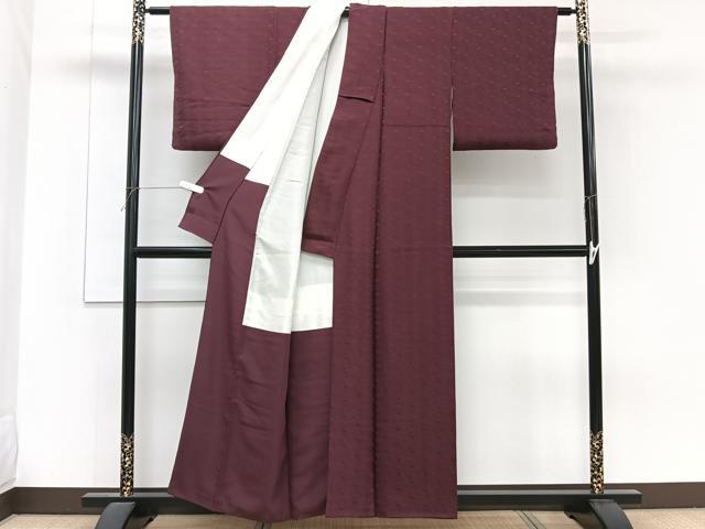 平和屋着物■上質な色無地　菱花地紋　紫鳶色　正絹　逸品　CABF8125xi