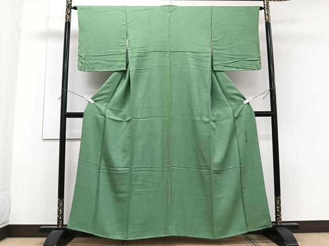 平和屋着物■上質な色無地 作家物 花地紋 緑青色 正絹 逸品 CABF8137xi
