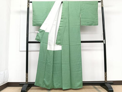 平和屋着物■上質な色無地 作家物 花地紋 緑青色 正絹 逸品 CABF8137xi