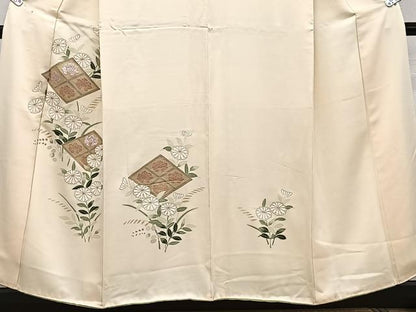 平和屋着物■訪問着　刺繍　菱草花文　金彩　やまと誂製　正絹　逸品　CABF8143xi
