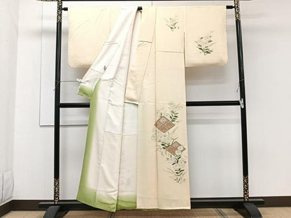 平和屋着物■訪問着　刺繍　菱草花文　金彩　やまと誂製　正絹　逸品　CABF8143xi