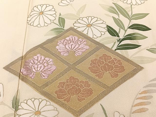 平和屋着物■訪問着　刺繍　菱草花文　金彩　やまと誂製　正絹　逸品　CABF8143xi