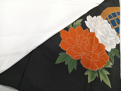 平和屋着物■豪華黒留袖　駒刺繍　籬草花文　金彩　正絹　逸品　CABF8150xi