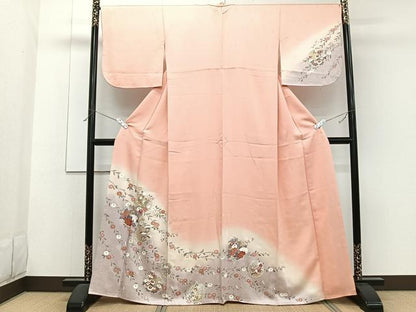 平和屋着物■訪問着　枝垂れ雪輪花文　暈し染め　金銀彩　正絹　逸品　CABF8152xi
