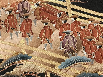 平和屋着物■豪華黒留袖　作家物　駒刺繍　渡橋人物松文　暈し染め　金彩　正絹　逸品　CABF8155xi