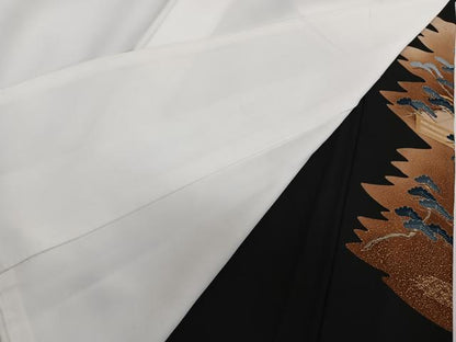 平和屋着物■豪華黒留袖　作家物　駒刺繍　渡橋人物松文　暈し染め　金彩　正絹　逸品　CABF8155xi