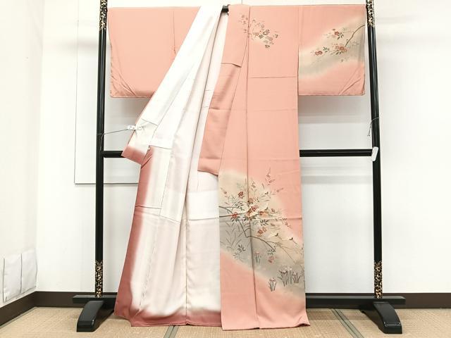 平和屋着物■訪問着　飛鶴枝花文　暈し染め　金銀彩　正絹　逸品　未使用　CABF8159xi