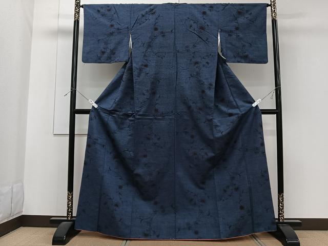 平和屋着物■上質な紬　花唐草文　正絹　逸品　CABF8161xi
