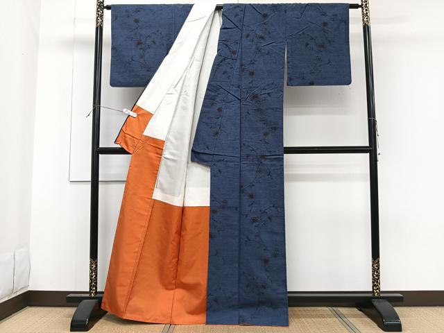 平和屋着物■上質な紬　花唐草文　正絹　逸品　CABF8161xi