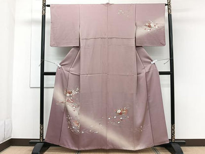 平和屋着物■訪問着　檜扇花文　暈し染め　金銀彩　正絹　逸品　CABF8163xi