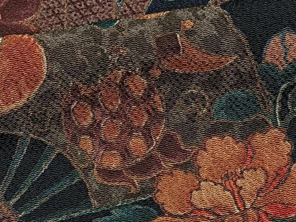 平和屋着物■訪問着　鳳凰蝶々扇宝花文　鬼しぼ縮緬　正絹　逸品　CABF8164xi