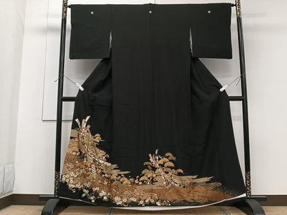平和屋着物■豪華黒留袖　雲取り束ね宝花文　金彩　正絹　逸品　CABF8165xi