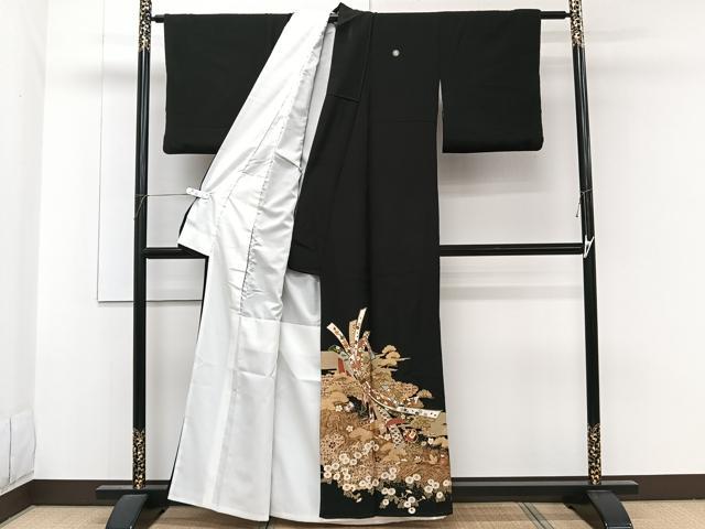 平和屋着物■豪華黒留袖　雲取り束ね宝花文　金彩　正絹　逸品　CABF8165xi
