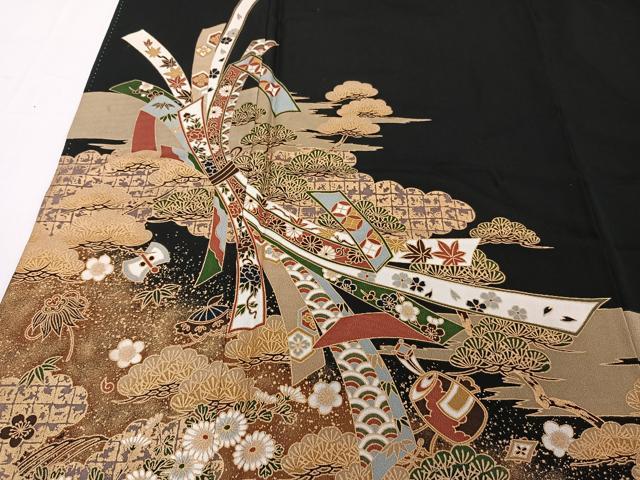 平和屋着物■豪華黒留袖　雲取り束ね宝花文　金彩　正絹　逸品　CABF8165xi