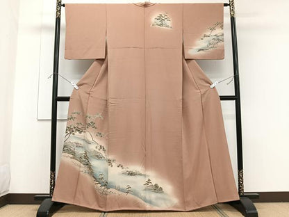 平和屋着物■訪問着　遠山枝葉文　暈し染め　正絹　逸品　CABF8168xi