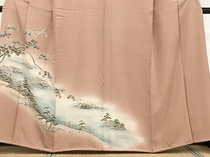 平和屋着物■訪問着　遠山枝葉文　暈し染め　正絹　逸品　CABF8168xi