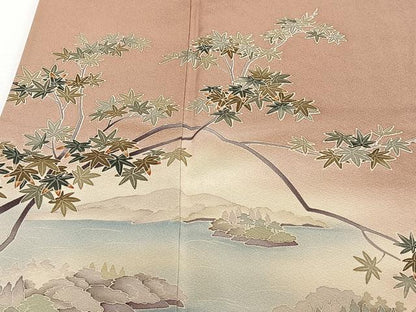 平和屋着物■訪問着　遠山枝葉文　暈し染め　正絹　逸品　CABF8168xi