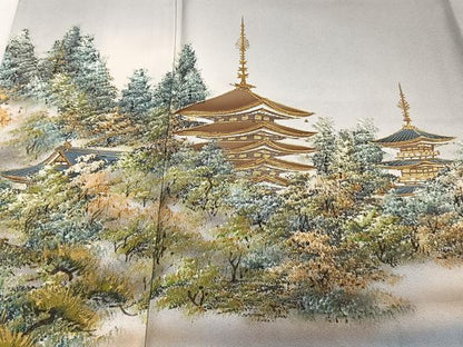 平和屋着物■豪華色留袖　手描き　風景文　暈し染め　金彩　正絹　逸品　CABF8169xi