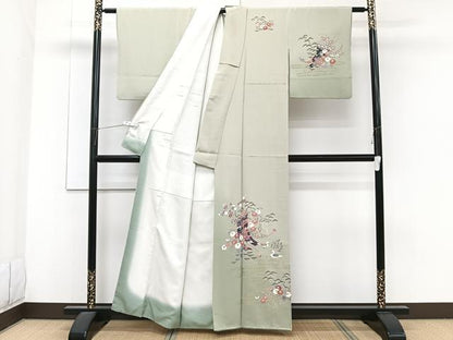 平和屋着物■訪問着　誰が袖花鳥文　金彩　正絹　逸品　CABF8172xi