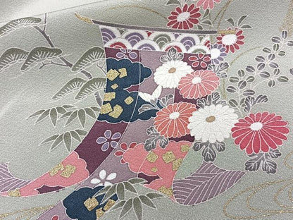 平和屋着物■訪問着　誰が袖花鳥文　金彩　正絹　逸品　CABF8172xi