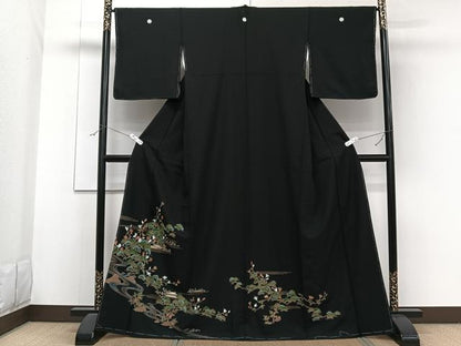 平和屋着物■豪華黒留袖　流水風景文　金彩　正絹　逸品　CABF8178xi
